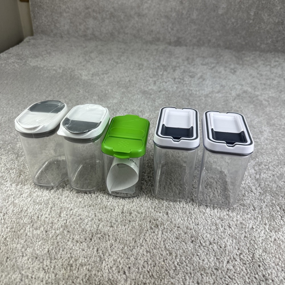 Lot of 5‎ Misc Brand Small Kitchen Containers for Spices Misc